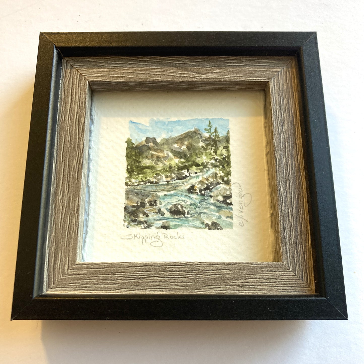 NW Mini Original Painting - Skipping Rocks