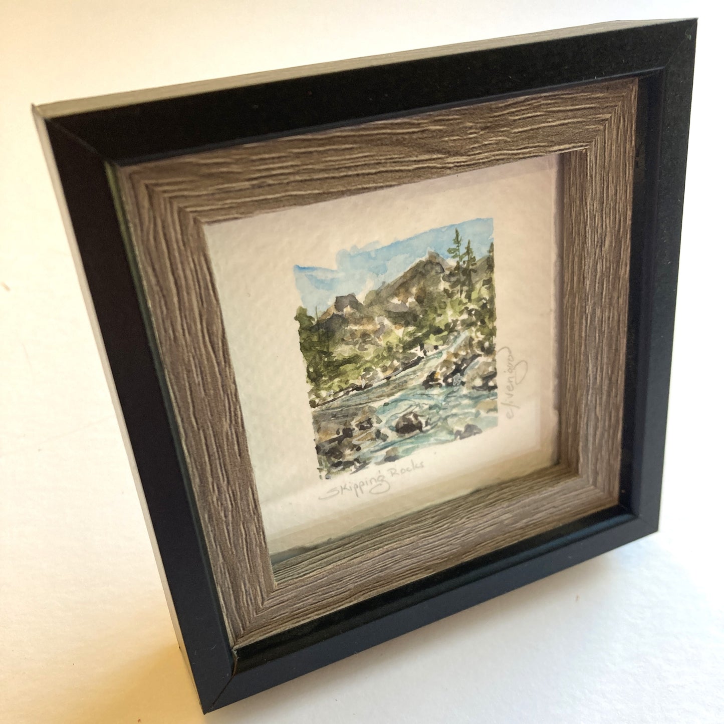 NW Mini Original Painting - Skipping Rocks